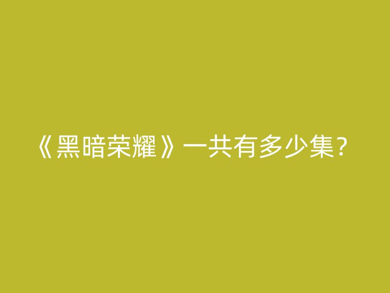 《黑暗荣耀》一共有多少集？