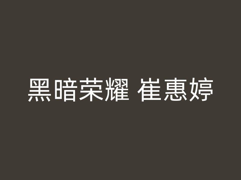 黑暗荣耀 崔惠婷